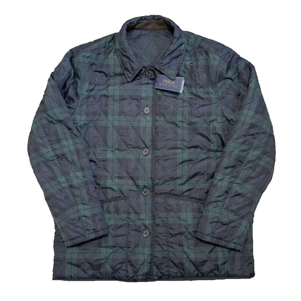 NEW $325 Polo Ralph Lauren Reversible Jacket! M Navy & Plaid Primaloft Quilted